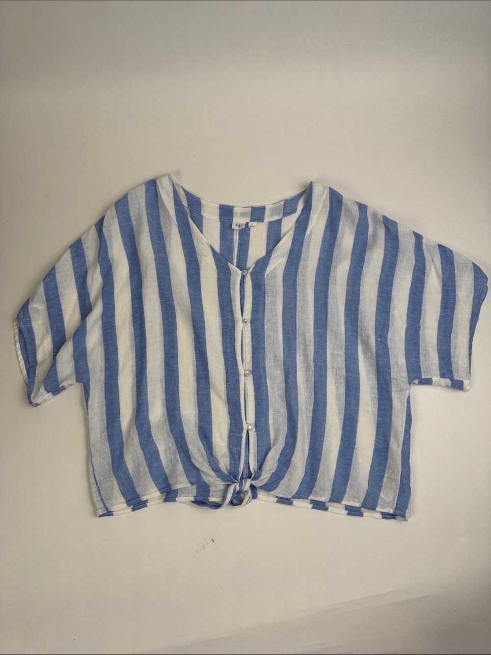 GAP Blue and White Striped Tie-Knot women’s Top